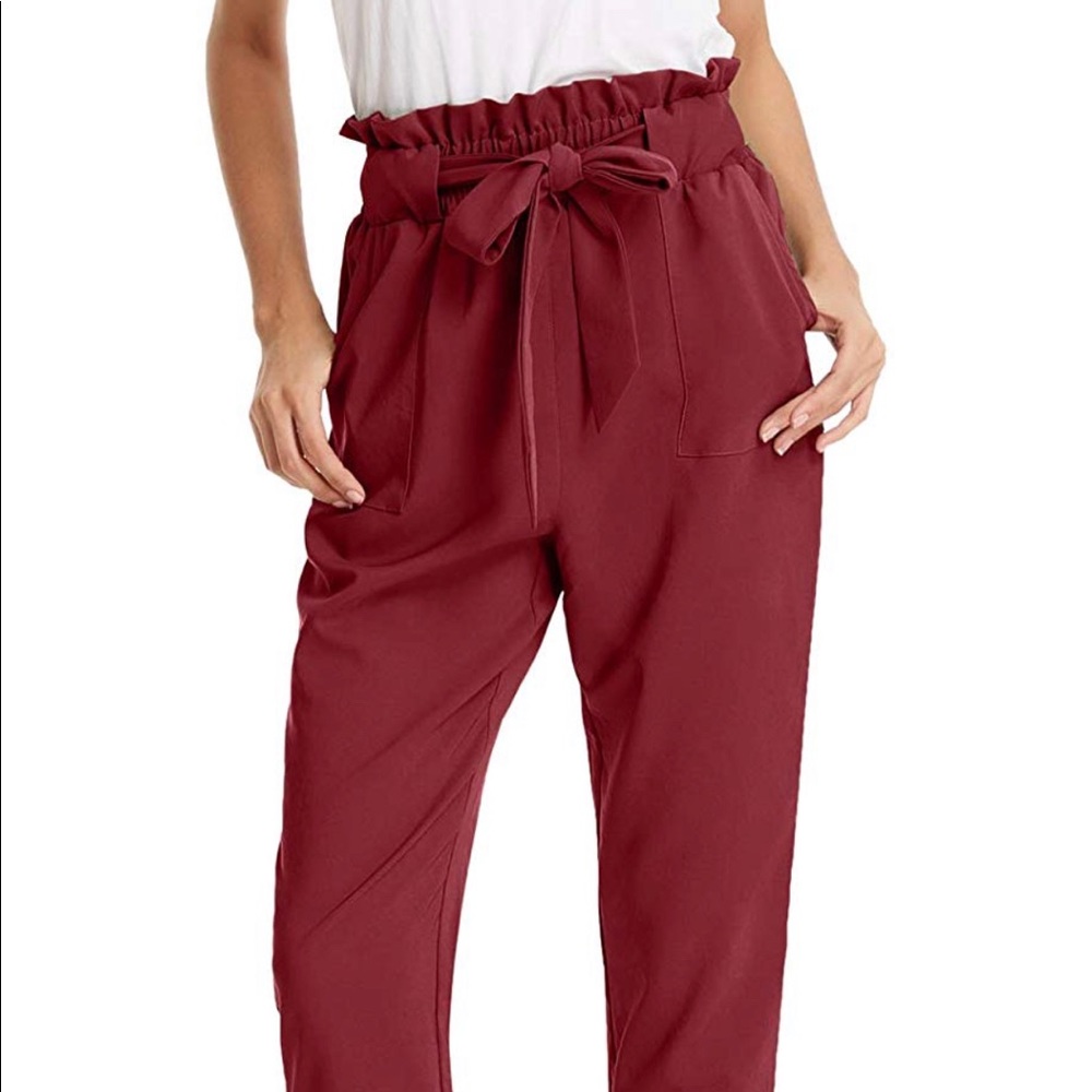 Cropped Paper Bag Pants with Pockets